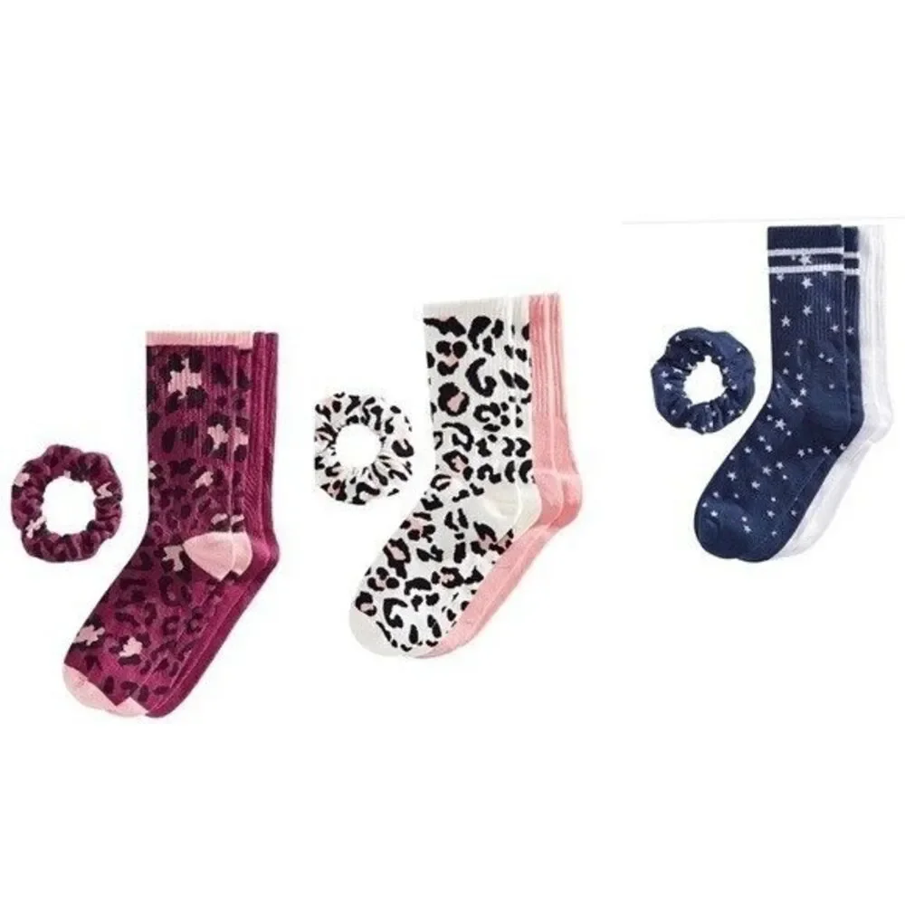 Bundle 6 socks and 3 scrunchies set Jenni Pack Tie Dye size 9-11
